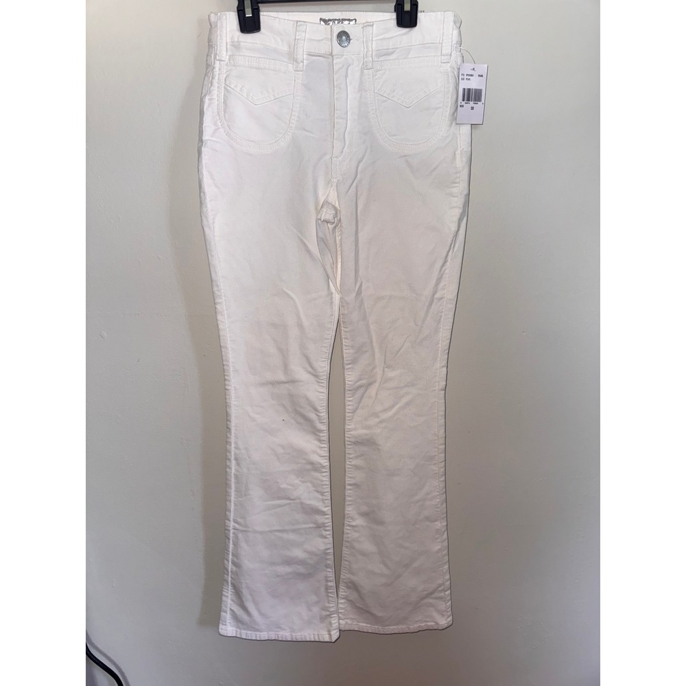 Kut from the Kloth Ana High Rise Flare Corduroy Pants Pearl White Size 00 NEW
